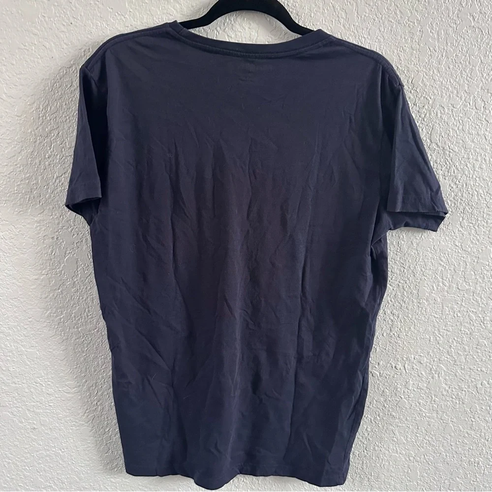True Religion Navy Graphic Logo T-Shirt Gold Foil USA Tee Size L